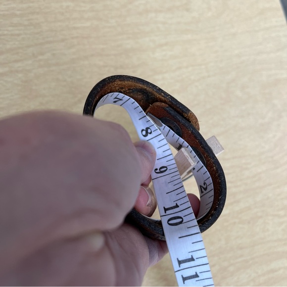 Handcrafted Tooled Leather Cuff Bracelet With Shotgun Shell Centerpiece - Picture 13 of 14